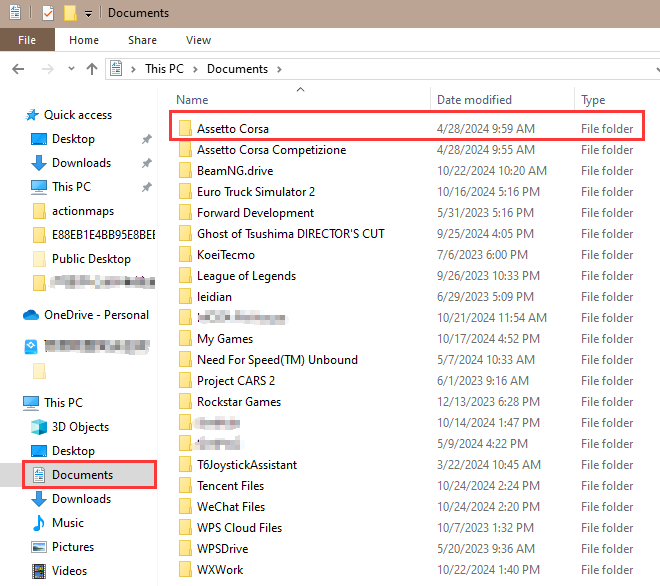 Assetto Corsa folder